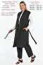 Plus Size Women's Summer Oversized Hijab Pants Anti-Sweat Belted Pocketed Vest Two-Piece Mother Gray Set