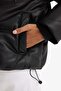 Water Repellent Regular Fit Hooded Fleece Lined Faux Leather Coat F2142Ax25Wn - 3