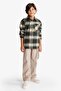 Warm 100% Cotton Oversize Wide Fit Polo Collar Checkered Flannel Long Sleeve Shirt for Boys G3 - 2