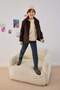 Oversized Wide Fit Polo Collar Waffle Long Sleeve Shirt Boys G3710A825CW - 2