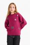 Crew Neck Embroidered Knitwear Sweater for Girls G2145A825Wn - 3