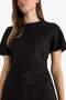 A-Line Round Neck Suede Short Sleeve Midi Dress G1130Ax25Wn - 4