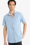 100% Cotton Slim Fit Polo Collar Short Sleeve Shirt F6343Ax25Au