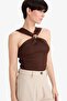 Fitted Ribana Buckle Detailed Sleeveless Blouse G2950Ax25Au