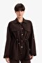 Regular Fit Elastic Waist Fluid Fabric Jacket F6241AX25AU - 4