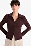 Fitted Polo Neck Ribbed Camisole Cardigan G3057Ax25Wn