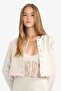 Cropped Suede Jacket with Eyelet Details G2549AX25AU - 3