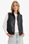 Warm Regular Fit Stand Collar Faux Leather Vest F9443Ax25Au - 6