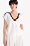 Regular Fit V Neck Satin Short Sleeve Shirt G4407Ax25Au - 4