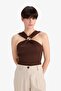 Fitted Ribana Buckle Detailed Sleeveless Blouse G2950Ax25Au - 4