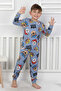 Boys' Patterned Pajama Set 100% Cotton Combed Cotton Fabric Long Sleeve 3-8 Years - 2