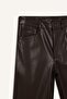 Straight Fit Pocketed Short Leg Ankle Length Leather Pants G1274Ax25Au - 8
