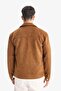Ultra Soft Slim Fit Polo Collar Lined Seasonal Suede Coat with Zipper Pockets Y5362Az25Au - 4