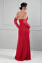 Women's 3-Piece Design Evening Dress Strapless Front Ruched Lined Long Dress Mock Neck Lace Blouse - 5