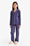100% Cotton Relax Fit Patterned Elastic Waist Pajama Set for Girls F7285A825AU