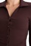 Fitted Polo Neck Ribbed Camisole Cardigan G3057Ax25Wn - 5