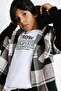 Oversize Wide Fit Hooded Plaid Patterned Flannel Long Sleeve Shirt Boys F1449A825Wn - 4