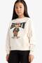 Relax Fit Crew Neck Printed Soft Fleece Inside Sweatshirt for Girls E6780A825Wn - 3