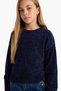 Crew Neck Chenille Knitwear Sweater for Girls F2619A825Wn - 3