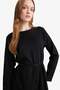 Regular Fit Combed Cotton Long Sleeve Midi Dress F3091Ax25Wn - 4
