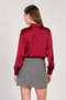 Women's Long Sleeve Satin Shirt - Burgundy - 5