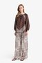 Wide Leg Pocket Detailed Wide Leg Linen Blend Patterned Trousers F9266Ax25Au - 2