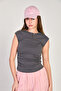 Women's side ruched bodysuit - dark grey