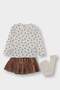 3-Piece Set Floral Print Ribbed Knit Long-Sleeved T-Shirt Velvet Skirt Tights Baby Girl G0086 - 5