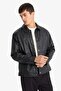 Water Repellent Regular Fit Snap Fastener Faux Leather Inner Pocket Jacket Coat F9779Ax25Wn - 4