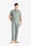 Regular Fit Elastic Waist Cotton Trousers D2671Ax25Au - 3