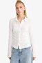Fitted Wrinkled Textured Long Sleeve Shirt F9284Ax25Au - 3