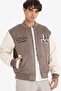 Oversize Wide Fit College Collar Bomber Embroidery Detailed Snap Fastener Suede Coat F4145Ax25Au - 5