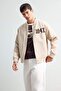 Regular Fit Bomber Jacket with College Collar, Embroidered Detail, Inner Pockets, and Snap Button Closure F5096AX25AU - 3