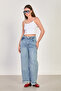 Women's Double Leg Palazzo Jean Trousers - Light Blue - 3