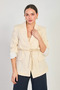 Women's Striped Linen Blazer Jacket - Natural