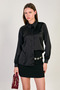 Women's Long Sleeve Satin Shirt - Black