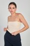 Women's Crop Tank Top with Chest Pads and Straps - Beige - 2