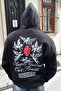 Angels Guard Our Hearts Printed Oversize Unisex Black Hoodie