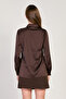 Women's long sleeve satin shirt - bitter coffee - 5
