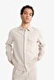 100% Cotton Single Pocket Hidden Placket Boxy Fit Basic Shirt Jacket F7124Ax25Au - 4