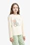 Girls' Pajama Set Printed Long Sleeve Top Patterned Long Bottom F6219A825Wn - 4
