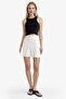 A-Line Regular Waist Combed Cotton Lining Crepe Mini Skirt G1975Ax25Au - 2