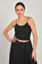 Women's Rope Strap Crop Tank Top - Black