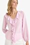 Regular Fit V Neck Flounced Cotton Long Sleeve Blouse F9336Ax25Au