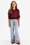 Standard Fit Polo Collar Striped Knitwear Sweater Girls E7737A825Au - 2