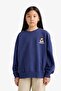 Oversize Wide Fit Crew Neck Printed Sweatshirt Girls F2250A825Au - 7