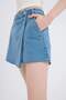 100% Cotton High Waist Jean Shorts Skirt E0563Ax25Sm - 5
