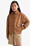 Water Repellent Jacket Collar Buttoned Suede Coat Girls F7148A825Au - 6