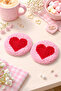 Punch Embroidered Heart Car Coasters (Set of 2) - Car Accessory 7cm - 2