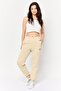 Women Regular Fit Brand Logo Jogger Pants, Beige - 2